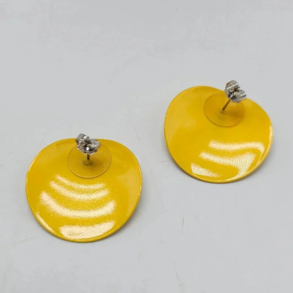 Avon Vintage 1986 Neon Brights Pierced Earrings Yellow Surgical Steel Posts - Picture 6 of 6